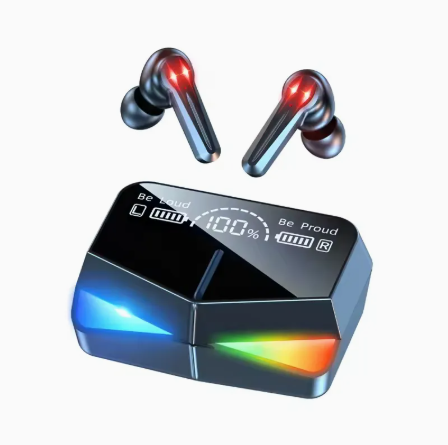 M28 True Wireless Stereo (TWS) Bluetooth Earbuds – Gaming &amp; Sports Headphones with RGB Lighting and Power Bank